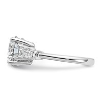 14K White Gold 3.75 Carat Lab Grown Diamond VS+ F+ Round and Tapered Baguette Complete Three Stone Engagement Ring view 3