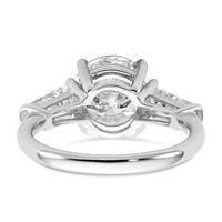 14K White Gold 3.75 Carat Lab Grown Diamond VS+ F+ Round and Tapered Baguette Complete Three Stone Engagement Ring view 5