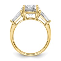 14K Yellow Gold 3.75 Carat Lab Grown Diamond VS+ F+ Round and Tapered Baguette Complete Three Stone Engagement Ring view 2