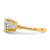14K Yellow Gold 3.75 Carat Lab Grown Diamond VS+ F+ Round and Tapered Baguette Complete Three Stone Engagement Ring view 3