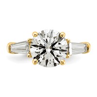 14K Yellow Gold 3.75 Carat Lab Grown Diamond VS+ F+ Round and Tapered Baguette Complete Three Stone Engagement Ring view 4