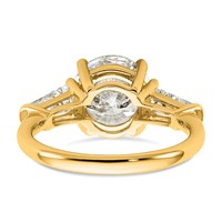14K Yellow Gold 3.75 Carat Lab Grown Diamond VS+ F+ Round and Tapered Baguette Complete Three Stone Engagement Ring view 5