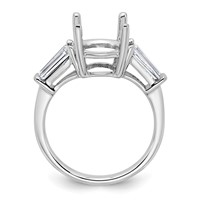 14K White Gold 0.75 Carat Lab Grown Diamond VS+ F+ Tapered Baguette Ring with 3 Carat Round Center Semi Mount Three Stone Engagement view 2