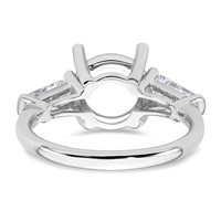 14K White Gold 0.75 Carat Lab Grown Diamond VS+ F+ Tapered Baguette Ring with 3 Carat Round Center Semi Mount Three Stone Engagement view 3