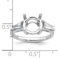 14K White Gold 0.75 Carat Lab Grown Diamond VS+ F+ Tapered Baguette Ring with 3 Carat Round Center Semi Mount Three Stone Engagement view 4