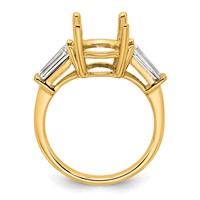 14K Yellow Gold 0.75 Carat Lab Grown Diamond VS+ F+ Tapered Baguette Ring with 3 Carat Round Center Semi Mount Three Stone Engagement view 2
