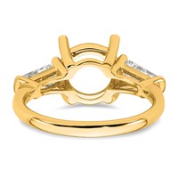 14K Yellow Gold 0.75 Carat Lab Grown Diamond VS+ F+ Tapered Baguette Ring with 3 Carat Round Center Semi Mount Three Stone Engagement view 3