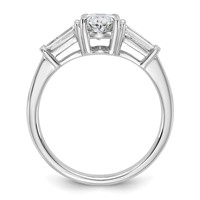 14K White Gold 1.50 Carat Certified Lab Grown Diamond VS+ F+ Oval and Tapered Baguette Complete Three Stone Engagement Ring view 2