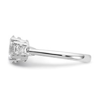 14K White Gold 1.50 Carat Certified Lab Grown Diamond VS+ F+ Oval and Tapered Baguette Complete Three Stone Engagement Ring view 3