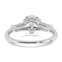 14K White Gold 1.50 Carat Certified Lab Grown Diamond VS+ F+ Oval and Tapered Baguette Complete Three Stone Engagement Ring view 5