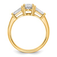14K Yellow Gold 1.50 Carat Certified Lab Grown Diamond VS+ F+ Oval and Tapered Baguette Complete Three Stone Engagement Ring view 2