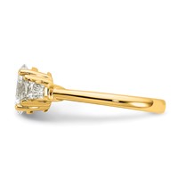 14K Yellow Gold 1.50 Carat Certified Lab Grown Diamond VS+ F+ Oval and Tapered Baguette Complete Three Stone Engagement Ring view 3