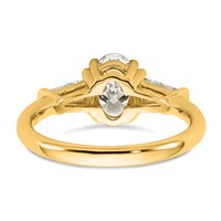 14K Yellow Gold 1.50 Carat Certified Lab Grown Diamond VS+ F+ Oval and Tapered Baguette Complete Three Stone Engagement Ring view 5