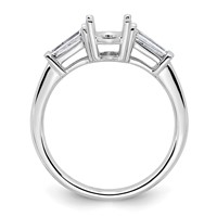 14K White Gold 0.50 Carat Lab Grown Diamond VS+ F+ Tapered Baguette 1 Carat Oval Semi Mount Three Stone Engagement Ring view 2
