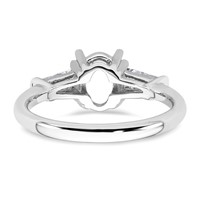 14K White Gold 0.50 Carat Lab Grown Diamond VS+ F+ Tapered Baguette 1 Carat Oval Semi Mount Three Stone Engagement Ring view 3