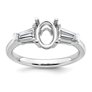 Gold Lab Grown Diamond Oval and Baguette 3-Stone Ring