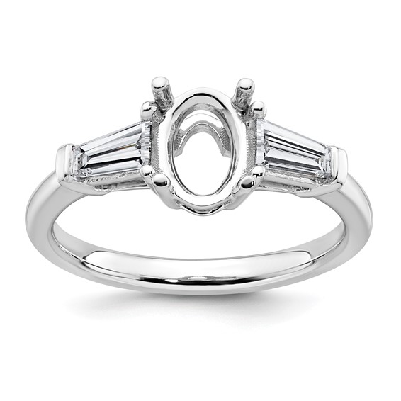 Gold Lab Grown Diamond Oval and Baguette 3-Stone Ring