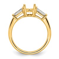 14K Yellow Gold 0.50 Carat Lab Grown Diamond VS+ F+ Tapered Baguette 1 Carat Oval Semi Mount Three Stone Engagement Ring view 2