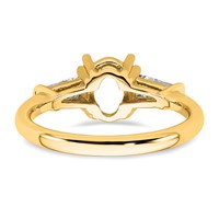 14K Yellow Gold 0.50 Carat Lab Grown Diamond VS+ F+ Tapered Baguette 1 Carat Oval Semi Mount Three Stone Engagement Ring view 3