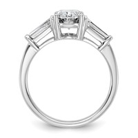 14K White Gold 2.20 Carat Certified Lab Grown Diamond VS+ F+ Oval and Tapered Baguette Complete Three Stone Engagement Ring view 2
