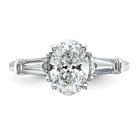 14K White Gold 2.20 Carat Certified Lab Grown Diamond VS+ F+ Oval and Tapered Baguette Complete Three Stone Engagement Ring view 4