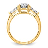 14K Yellow Gold 2.20 Carat Certified Lab Grown Diamond VS+ F+ Oval and Tapered Baguette Complete Three Stone Engagement Ring view 2