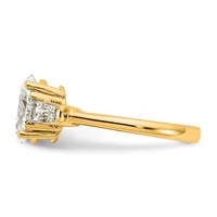14K Yellow Gold 2.20 Carat Certified Lab Grown Diamond VS+ F+ Oval and Tapered Baguette Complete Three Stone Engagement Ring view 3