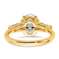 14K Yellow Gold 2.20 Carat Certified Lab Grown Diamond VS+ F+ Oval and Tapered Baguette Complete Three Stone Engagement Ring view 5