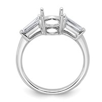14K White Gold 0.75 Carat Lab Grown Diamond VS+ F+ Tapered Baguette 1.50 Carat Oval Semi Mount Three Stone Engagement Ring view 2