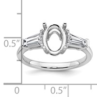 14K White Gold 0.75 Carat Lab Grown Diamond VS+ F+ Tapered Baguette 1.50 Carat Oval Semi Mount Three Stone Engagement Ring view 4