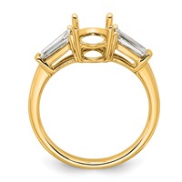 14K Yellow Gold 0.75 Carat Lab Grown Diamond VS+ F+ Tapered Baguette 1.50 Carat Oval Semi Mount Three Stone Engagement Ring view 2