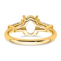 14K Yellow Gold 0.75 Carat Lab Grown Diamond VS+ F+ Tapered Baguette 1.50 Carat Oval Semi Mount Three Stone Engagement Ring view 3