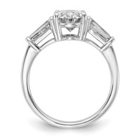 14K White Gold 2.75 Carat Certified Lab Grown Diamond VS+ F+ Oval and Tapered Baguette Complete Three Stone Engagement Ring view 2