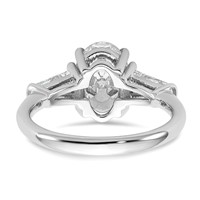 14K White Gold 2.75 Carat Certified Lab Grown Diamond VS+ F+ Oval and Tapered Baguette Complete Three Stone Engagement Ring view 5