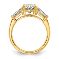14K Yellow Gold 2.75 Carat Certified Lab Grown Diamond VS+ F+ Oval and Tapered Baguette Complete Three Stone Engagement Ring view 2