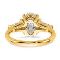 14K Yellow Gold 2.75 Carat Certified Lab Grown Diamond VS+ F+ Oval and Tapered Baguette Complete Three Stone Engagement Ring view 5