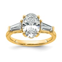14K Yellow Gold 2.75 Carat Certified Lab Grown Diamond VS+ F+ Oval and Tapered Baguette Complete Three Stone Engagement Ring view 1