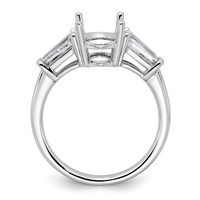 14K White Gold 0.75 Carat Lab Grown Diamond VS+ F+ Tapered Baguette 2 Carat Oval Semi Mount Three Stone Engagement Ring view 2