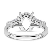 14K White Gold 0.75 Carat Lab Grown Diamond VS+ F+ Tapered Baguette 2 Carat Oval Semi Mount Three Stone Engagement Ring view 3