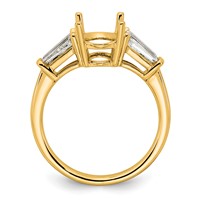 14K Yellow Gold 0.75 Carat Lab Grown Diamond VS+ F+ Tapered Baguette 2 Carat Oval Semi Mount Three Stone Engagement Ring view 2