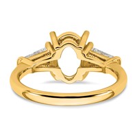 14K Yellow Gold 0.75 Carat Lab Grown Diamond VS+ F+ Tapered Baguette 2 Carat Oval Semi Mount Three Stone Engagement Ring view 3