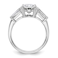 14K White Gold 3.20 Carat Certified Lab Grown Diamond VS+ F+ Oval and Tapered Baguette Complete Three Stone Engagement Ring view 2