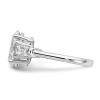 14K White Gold 3.20 Carat Certified Lab Grown Diamond VS+ F+ Oval and Tapered Baguette Complete Three Stone Engagement Ring view 3