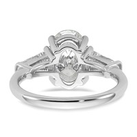 14K White Gold 3.20 Carat Certified Lab Grown Diamond VS+ F+ Oval and Tapered Baguette Complete Three Stone Engagement Ring view 5