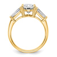 14K Yellow Gold 3.20 Carat Certified Lab Grown Diamond VS+ F+ Oval and Tapered Baguette Complete Three Stone Engagement Ring view 2