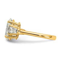 14K Yellow Gold 3.20 Carat Certified Lab Grown Diamond VS+ F+ Oval and Tapered Baguette Complete Three Stone Engagement Ring view 3