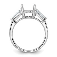 14K White Gold 0.75 Carat Lab Grown Diamond VS+ F+ Tapered Baguette 2.50 Carat Oval Semi Mount Three Stone Engagement Ring view 2