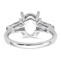 14K White Gold 0.75 Carat Lab Grown Diamond VS+ F+ Tapered Baguette 2.50 Carat Oval Semi Mount Three Stone Engagement Ring view 3
