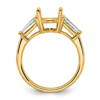 14K Yellow Gold 0.75 Carat Lab Grown Diamond VS+ F+ Tapered Baguette 2.50 Carat Oval Semi Mount Three Stone Engagement Ring view 2