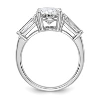 14K White Gold 3.75 Carat Certified Lab Grown Diamond VS+ F+ Oval and Tapered Baguette Complete Three Stone Engagement Ring view 2
